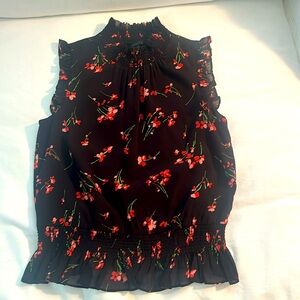 J. Crew floral print mock neck blouse size 00 EUC